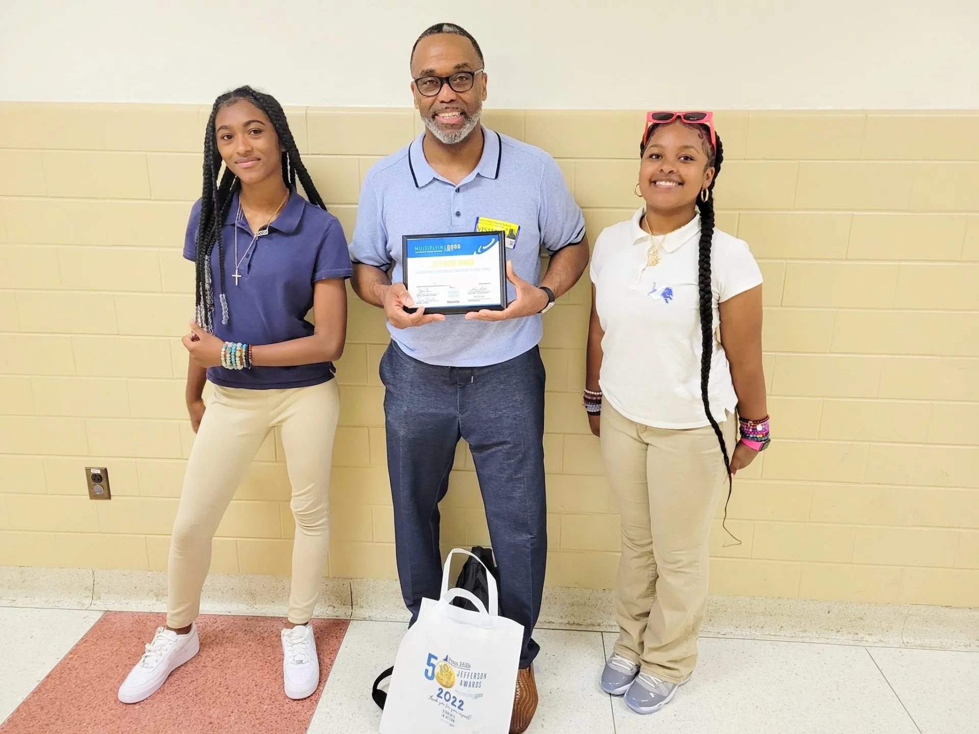 PHCSE students and a staff member with a Jefferson Award